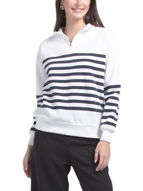 ABSOLUTELY FAMOUS Knit Striped Sweatshirt